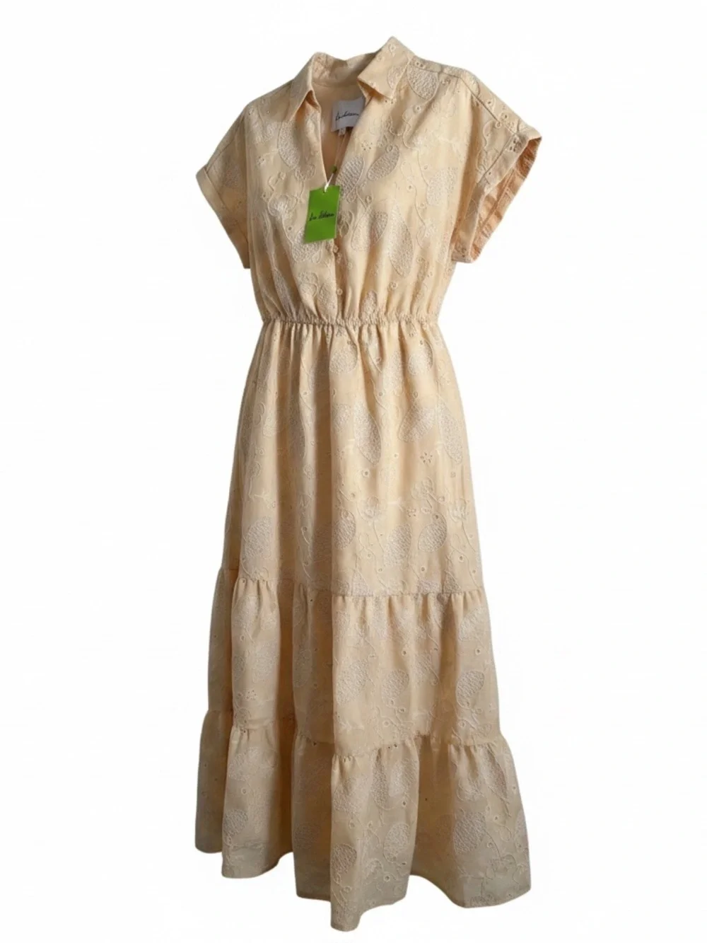 Sam Edelman Butter SS Collar Eyelet Maxi Dress size 8 new with tags - Picture 2 of 13